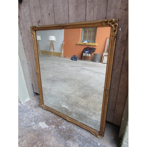 259 - Gilt Framed Wall Mirror Square Form Swept Corner Decoration