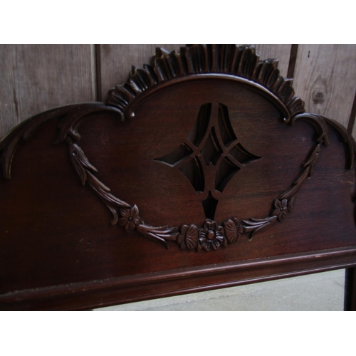 260 - Chippendale Mahogany Wall Mirror Shaped Form Carved Decoration Approximately 4ft High x 2ft Wide