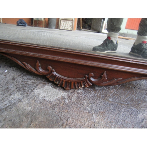 260 - Chippendale Mahogany Wall Mirror Shaped Form Carved Decoration Approximately 4ft High x 2ft Wide