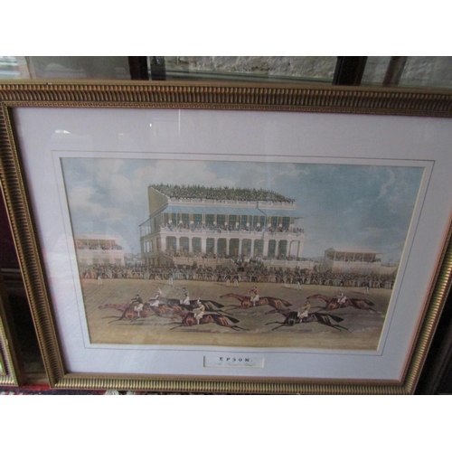 264 - Pair of Horse Racing Prints Epsom and Golfing Print Largest Approximately 22 Inches Wide x 16 Inches... 