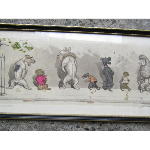 270 - Pair of Humorous Dog Lithographs Framed and Glazed Each Approximately 16 Inches Wide