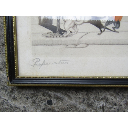 270 - Pair of Humorous Dog Lithographs Framed and Glazed Each Approximately 16 Inches Wide