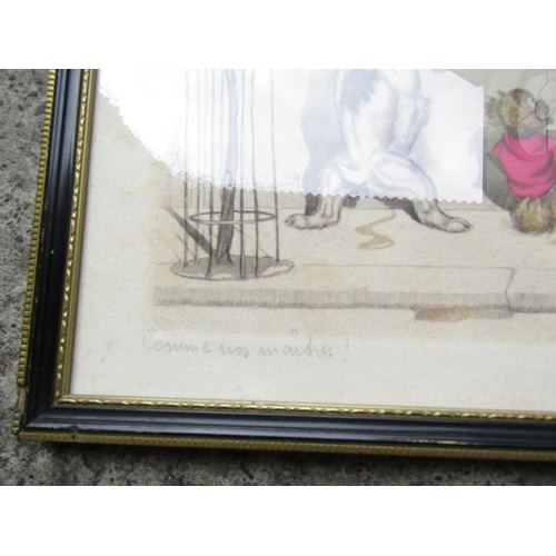 270 - Pair of Humorous Dog Lithographs Framed and Glazed Each Approximately 16 Inches Wide