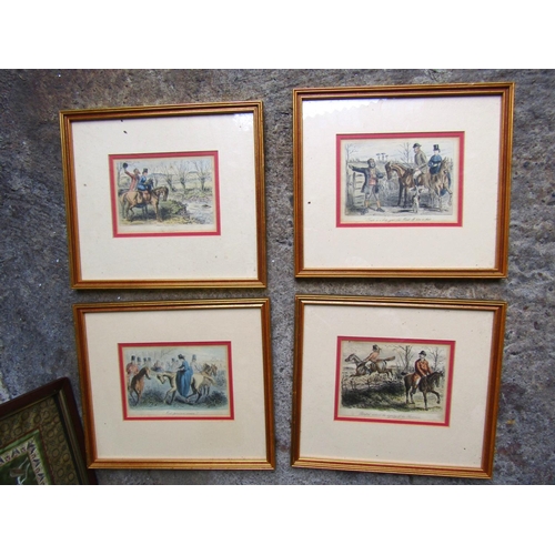 271 - Set of Four Gilt Framed Antique Hunting Prints Each Approximately 9 Inches High x 10 Inches Wide