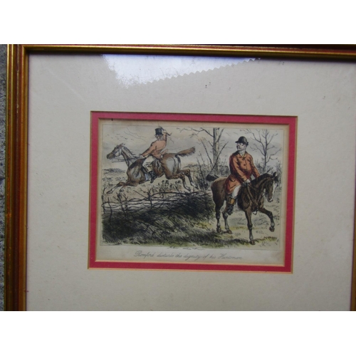 271 - Set of Four Gilt Framed Antique Hunting Prints Each Approximately 9 Inches High x 10 Inches Wide