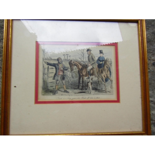 271 - Set of Four Gilt Framed Antique Hunting Prints Each Approximately 9 Inches High x 10 Inches Wide