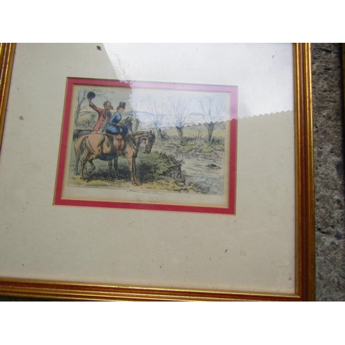 271 - Set of Four Gilt Framed Antique Hunting Prints Each Approximately 9 Inches High x 10 Inches Wide