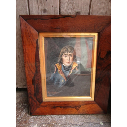 275 - Victorian Portrait of Gentleman Watercolour Signed Indistinctly Lower Right Rosewood Framed Approxim... 