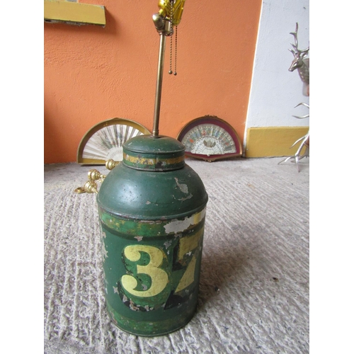 280 - Antique Tea Caddy Now Converted for Use as Table Lamp Caddy Approximately 20 Inches High