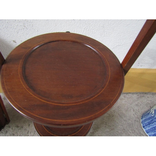 285 - Edwardian Mahogany Satinwood Inlaid Three Tier Cake Stand Folding Mechanism Approximately 36 Inches ... 