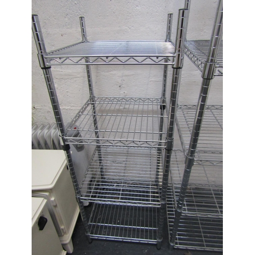 29 - Two Chrome Plated Shelf Units Largest Approximately 4ft Wide x 6ft 8 Inches High