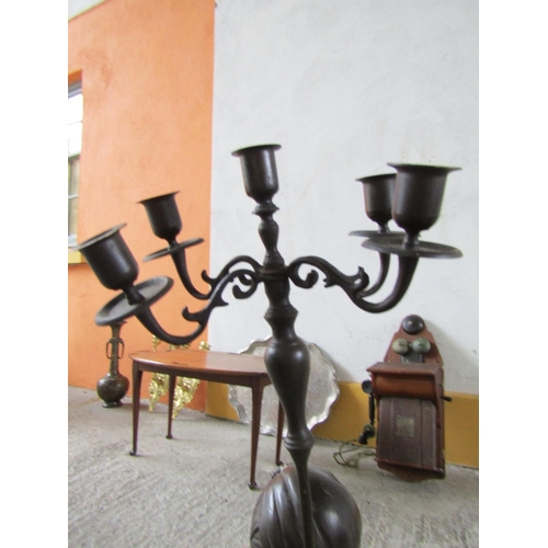 295 - Pair of Bronze Figural Form Candelabra Attractively Detailed Each with Turbans Approximately 32 Inch... 