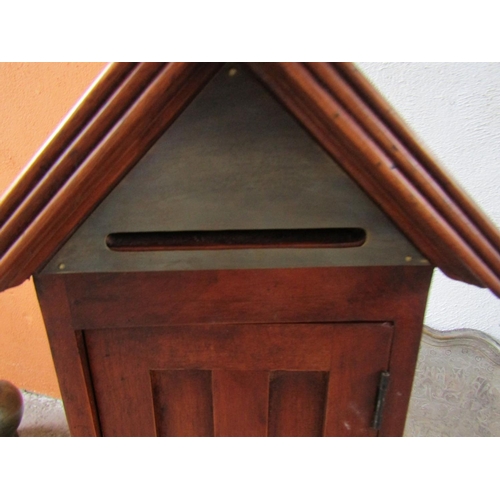 296 - Century Form Estate Letterbox Mahogany Panelled Single Drawer with Brass Plate above Key Present App... 