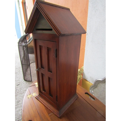 296 - Century Form Estate Letterbox Mahogany Panelled Single Drawer with Brass Plate above Key Present App... 