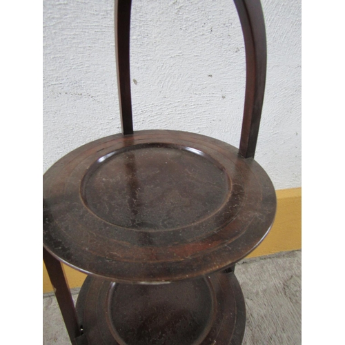 298 - Victorian Mahogany Satinwood Inlaid Three Tier Cake Stand