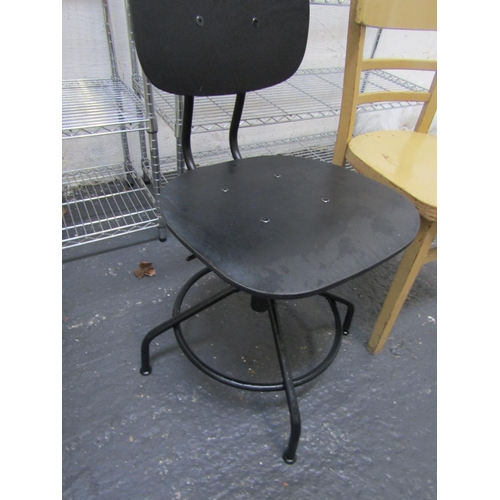 30 - Metal Frame Desk Chair, Wooden Kitchen Chair and Wooden Kitchen Clock Three Items in Lot