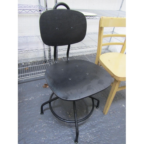 30 - Metal Frame Desk Chair, Wooden Kitchen Chair and Wooden Kitchen Clock Three Items in Lot