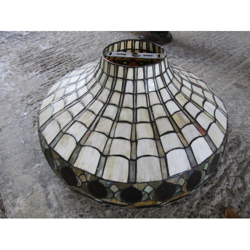 300 - Tiffany Designed Stained Glass Circular Shaped Form Ceiling Light Good Original Condition Approximat... 