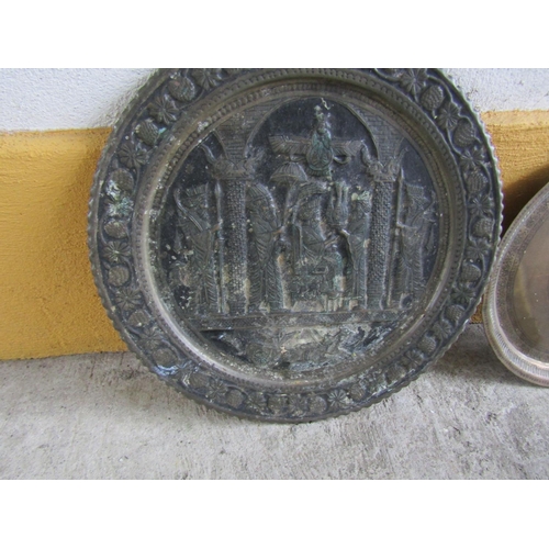 301 - Two Chargers One Depicting Court Scene Another Incised Decoration Largest 20 Inches Diameter Approxi... 