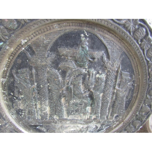 301 - Two Chargers One Depicting Court Scene Another Incised Decoration Largest 20 Inches Diameter Approxi... 