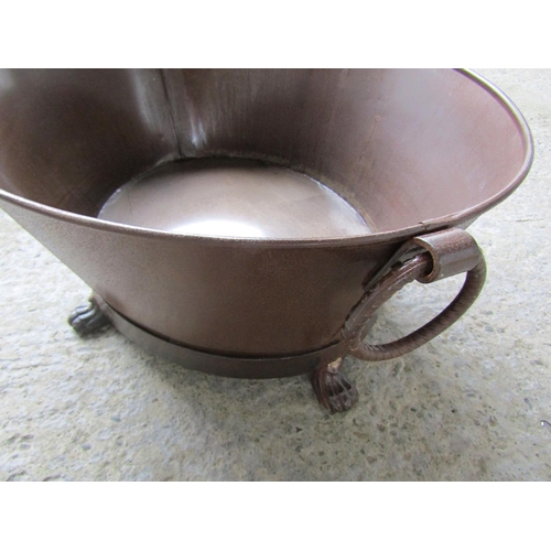 302 - Two Metal Braziers or Fuel Buckets of Circular Form Ring Side Carry Handles Shaped Claw Supports Eac... 