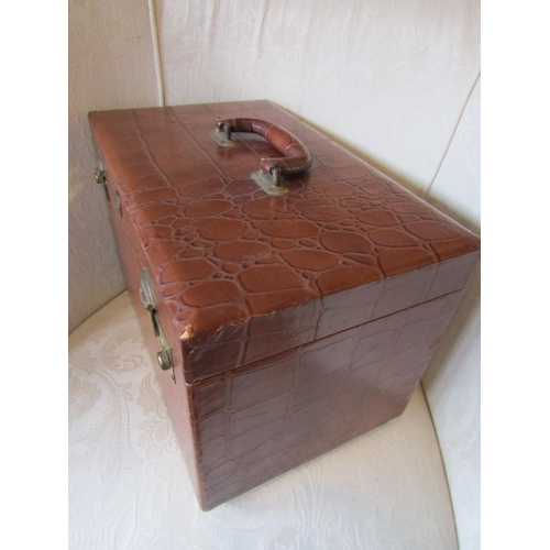 303 - Ladies Leather Bound Travelling Case with Inner Mirror and Two Further Leather Boxes Cosmetics and J... 