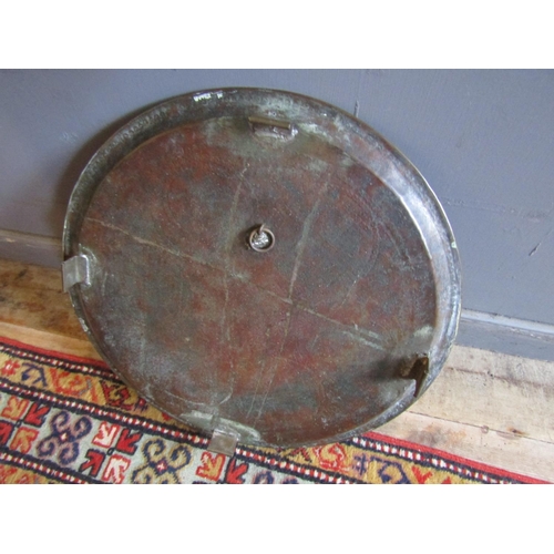 305 - Engraved Brass Old Benares Tray Now with Wall Mounted Fitting Approximately 20 Inches Diameter