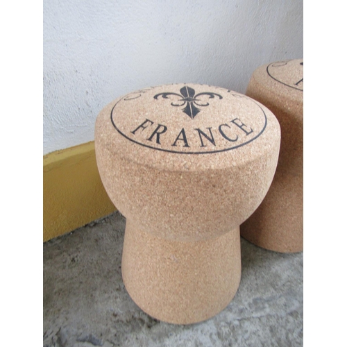 308 - Pair of Champagne Cork Motif Stools Made in Cork Each Approximately 20 Inches High