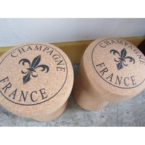 308 - Pair of Champagne Cork Motif Stools Made in Cork Each Approximately 20 Inches High