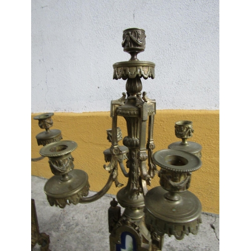 313 - Pair of Antique Ormolu Mounted Candelabras with Inset Sevres Panels Each Approximately 18 Inches Hig... 