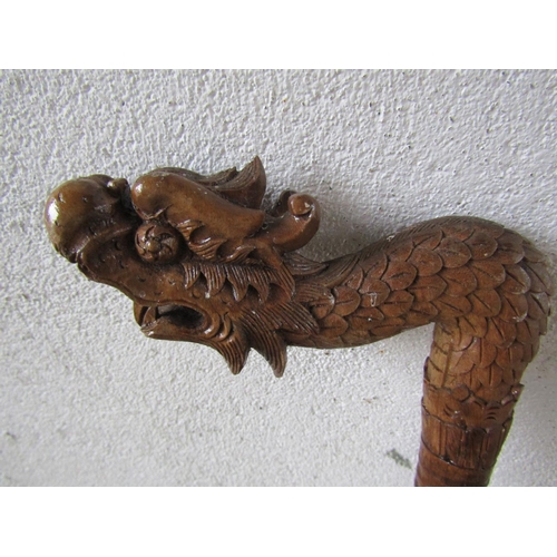 328 - Carved Dragon Motif Handled Walking Stick Full Size