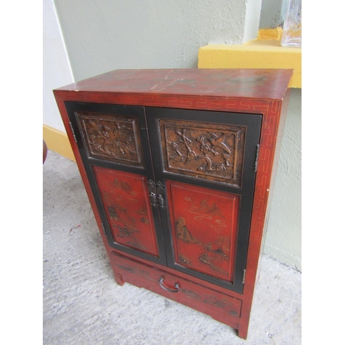 331 - Lacquer and Gilded Two Door Side Cabinet Approximately 26 Inches Wide x 40 Inches High