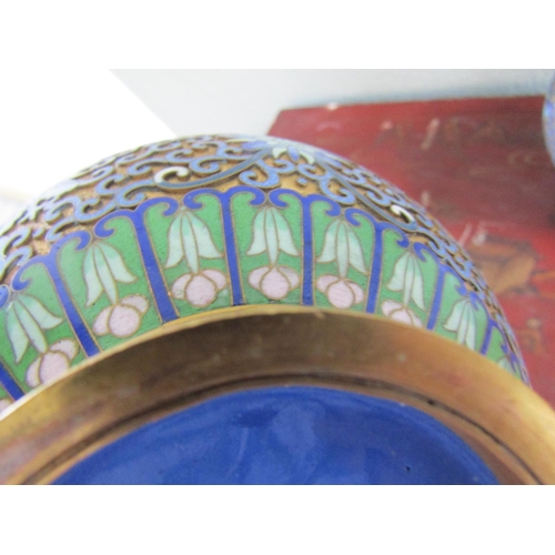 333 - Pair of Finely Detailed Oriental Cloisonne Vases Each Approximately 12 Inches High