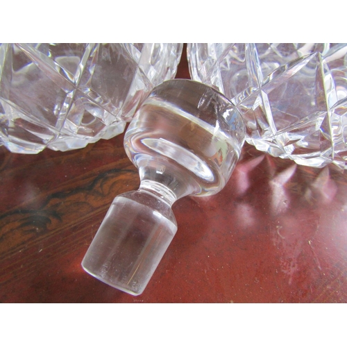 339 - Pair of Cut Crystal Decanters Slender Neck Form Original Stoppers Each Approximately 11 Inches High ... 