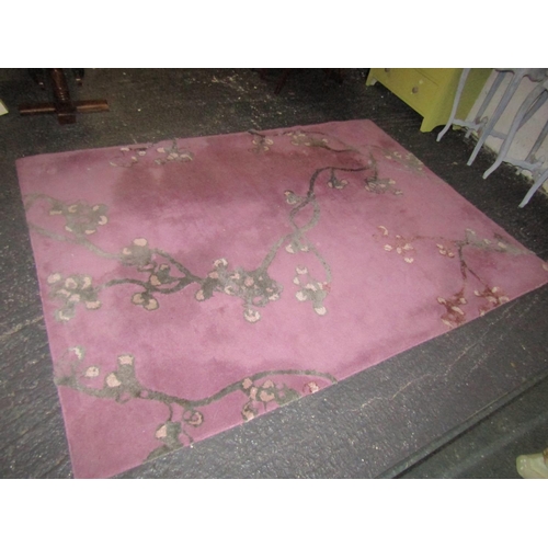 34 - Habitat Wool Rug Pale Pink Ground White Thorn Cherry Blossom Tree Motifs Approximately 7ft Long x 5f... 