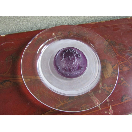 341 - Lalique Beethoven Commemorative Crystal Charger Approximately 10 Inches Diameter