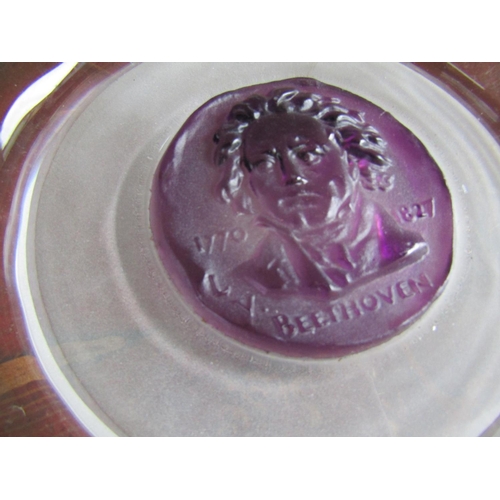 341 - Lalique Beethoven Commemorative Crystal Charger Approximately 10 Inches Diameter