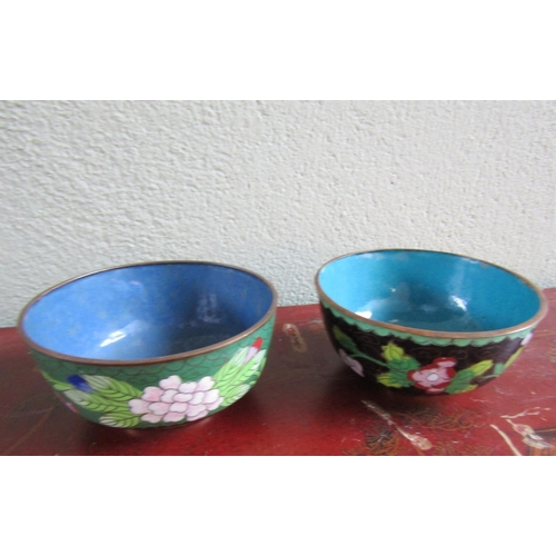 346 - Two Chinese Cloisonne Decorated Bowls Each Approximately 4 Inches Diameter