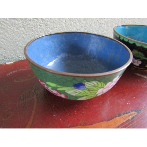 346 - Two Chinese Cloisonne Decorated Bowls Each Approximately 4 Inches Diameter