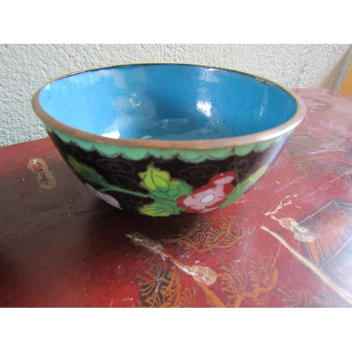 346 - Two Chinese Cloisonne Decorated Bowls Each Approximately 4 Inches Diameter