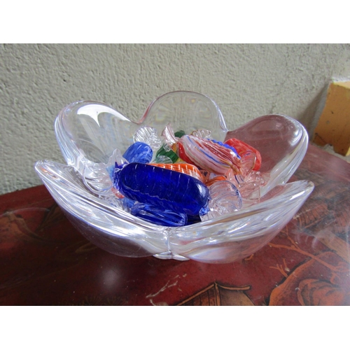 349 - Vintage Murano Glass Bowl with Murano Glass Motif Sweets Bowl Approximately 5 Inches Diameter