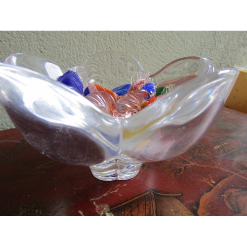 349 - Vintage Murano Glass Bowl with Murano Glass Motif Sweets Bowl Approximately 5 Inches Diameter