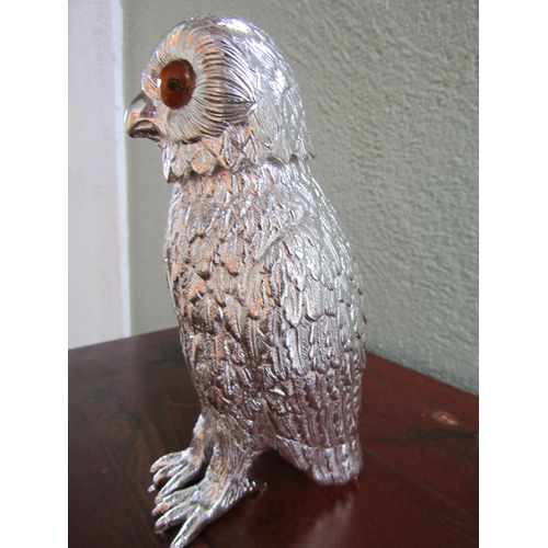 353 - Owl Motif Silver Plated Table Caster Incised Detailing Approximately 8 Inches High