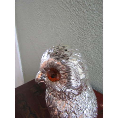 353 - Owl Motif Silver Plated Table Caster Incised Detailing Approximately 8 Inches High