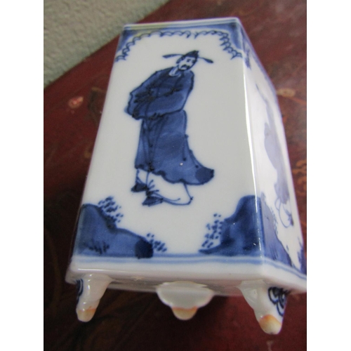 364 - Blue and White Porcelain Table Jar Decorated with Various Figures Approximately 5 Inches High