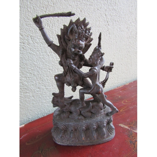 365 - Eastern Bronze Figure of Angry God Approximately 9 Inches High