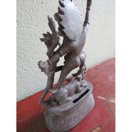 365 - Eastern Bronze Figure of Angry God Approximately 9 Inches High