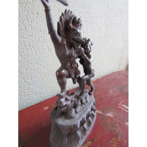 365 - Eastern Bronze Figure of Angry God Approximately 9 Inches High