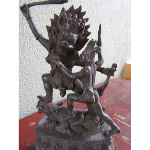 365 - Eastern Bronze Figure of Angry God Approximately 9 Inches High