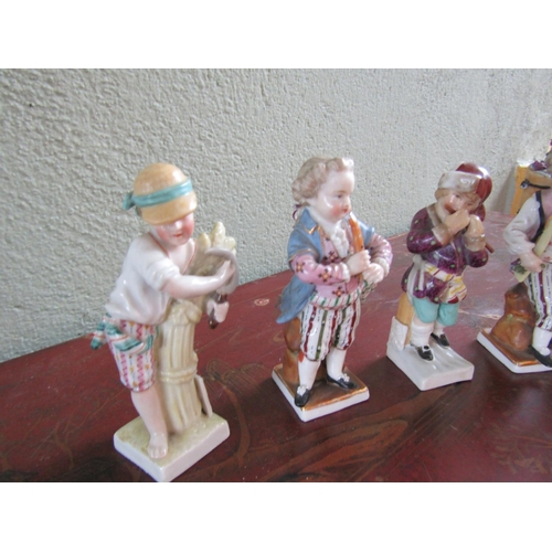 366 - Six Meissen Porcelain Figures Each Approximately 4 Inches High